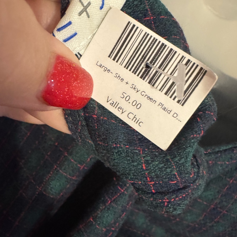 NWT She + Sky Green Plaid Blouse #FALL2025   MEDIUM/LARGE   #@ - Picture 11 of 11